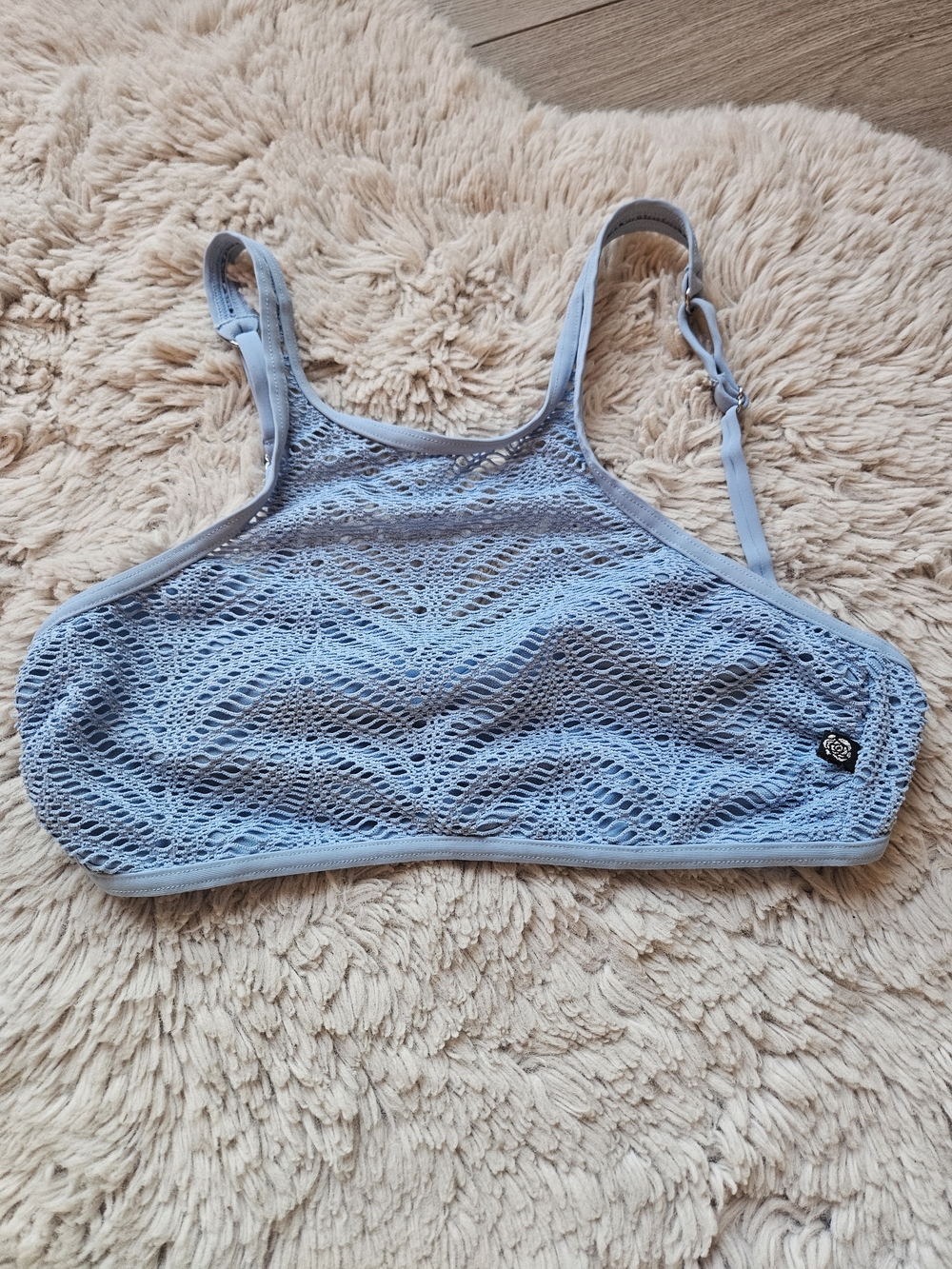La Vie en Rose Sky Blue Crochet High Neck Bralette Boho Summer Top🔥